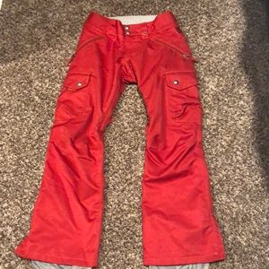 Burton red snowboarding pants